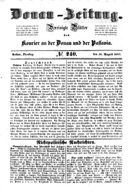 Donau-Zeitung Dienstag 31. August 1847