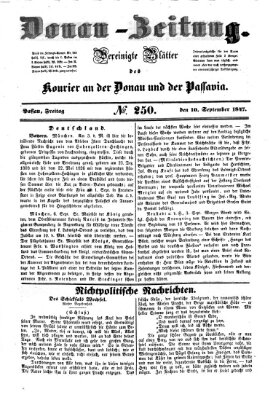 Donau-Zeitung Freitag 10. September 1847