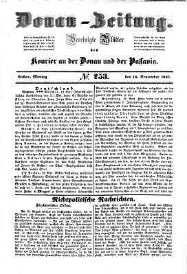 Donau-Zeitung Montag 13. September 1847