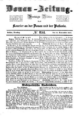 Donau-Zeitung Dienstag 14. September 1847