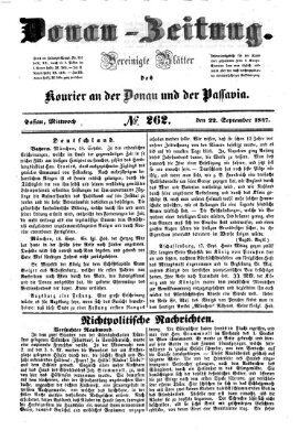 Donau-Zeitung Mittwoch 22. September 1847