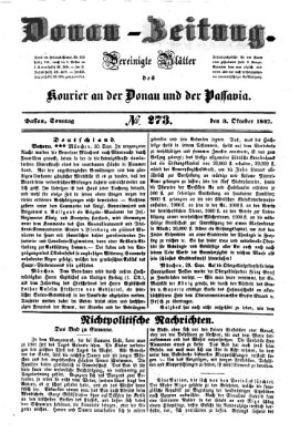 Donau-Zeitung Sonntag 3. Oktober 1847