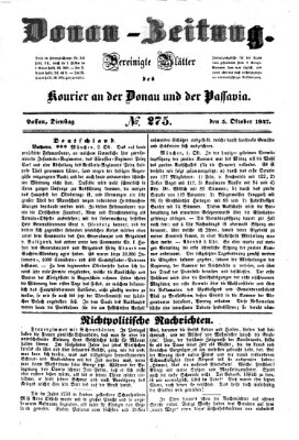 Donau-Zeitung Dienstag 5. Oktober 1847