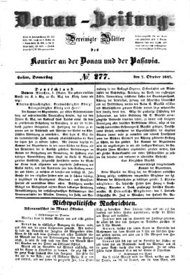 Donau-Zeitung Donnerstag 7. Oktober 1847