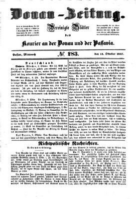 Donau-Zeitung Mittwoch 13. Oktober 1847