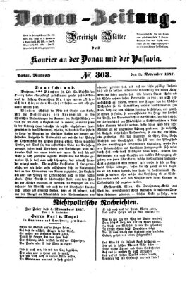 Donau-Zeitung Mittwoch 3. November 1847