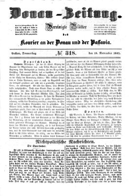 Donau-Zeitung Donnerstag 18. November 1847