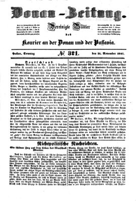 Donau-Zeitung Sonntag 21. November 1847