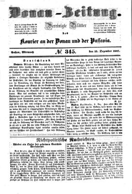 Donau-Zeitung Mittwoch 15. Dezember 1847