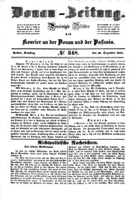 Donau-Zeitung Samstag 18. Dezember 1847