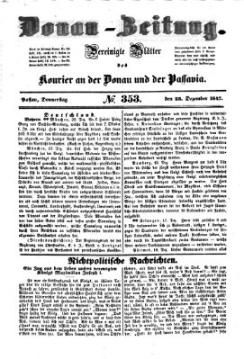 Donau-Zeitung Donnerstag 23. Dezember 1847