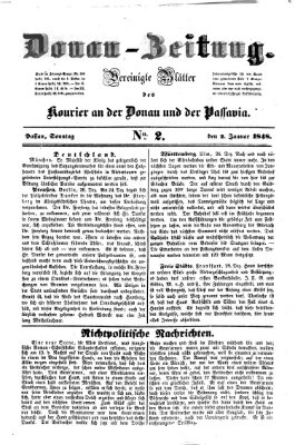 Donau-Zeitung Sonntag 2. Januar 1848