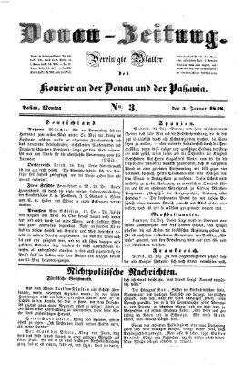 Donau-Zeitung Montag 3. Januar 1848