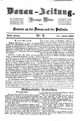 Donau-Zeitung Freitag 7. Januar 1848