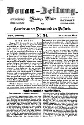 Donau-Zeitung Donnerstag 3. Februar 1848