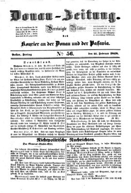 Donau-Zeitung Freitag 25. Februar 1848