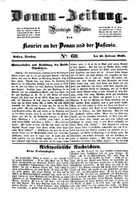 Donau-Zeitung Dienstag 29. Februar 1848