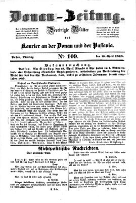 Donau-Zeitung Dienstag 18. April 1848