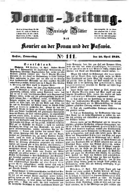 Donau-Zeitung Donnerstag 20. April 1848