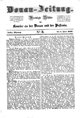 Donau-Zeitung Mittwoch 3. Januar 1849