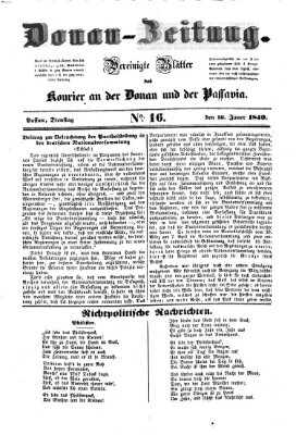 Donau-Zeitung Dienstag 16. Januar 1849