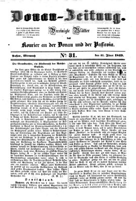 Donau-Zeitung Mittwoch 31. Januar 1849