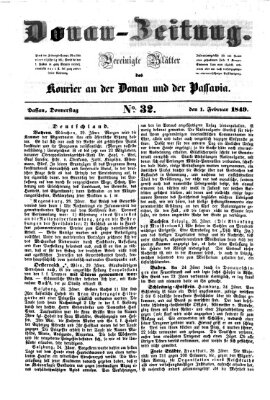 Donau-Zeitung Donnerstag 1. Februar 1849