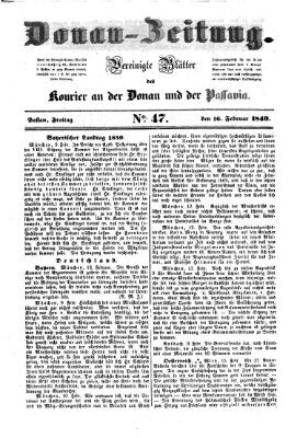 Donau-Zeitung Freitag 16. Februar 1849