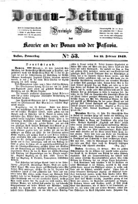 Donau-Zeitung Donnerstag 22. Februar 1849