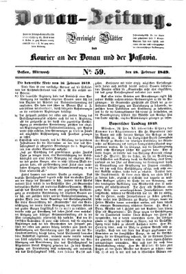 Donau-Zeitung Mittwoch 28. Februar 1849