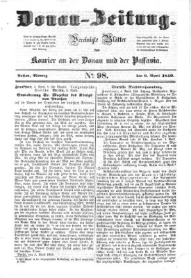 Donau-Zeitung Montag 9. April 1849