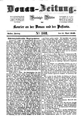 Donau-Zeitung Freitag 13. April 1849