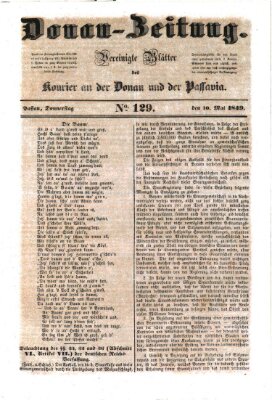 Donau-Zeitung Donnerstag 10. Mai 1849