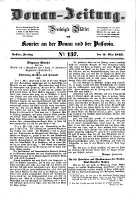 Donau-Zeitung Freitag 18. Mai 1849