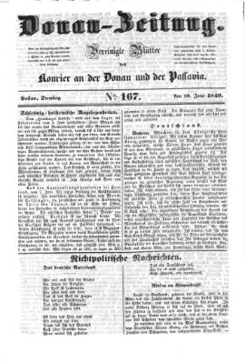 Donau-Zeitung Dienstag 19. Juni 1849