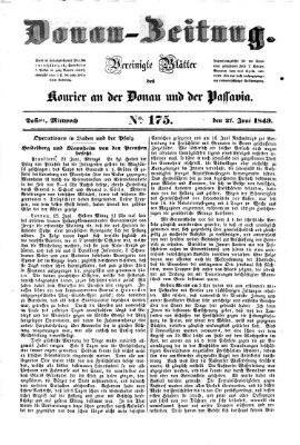 Donau-Zeitung Mittwoch 27. Juni 1849