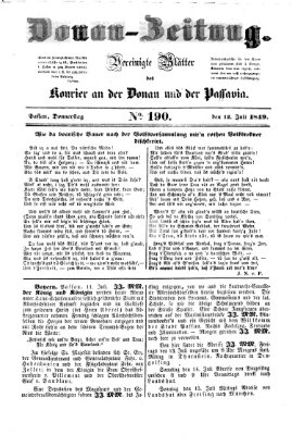 Donau-Zeitung Donnerstag 12. Juli 1849