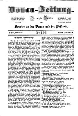 Donau-Zeitung Mittwoch 18. Juli 1849