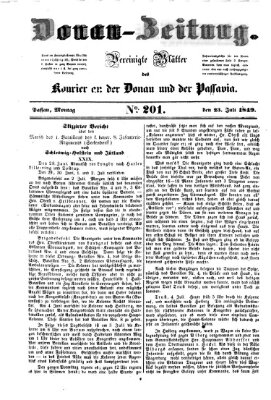 Donau-Zeitung Montag 23. Juli 1849