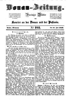 Donau-Zeitung Mittwoch 25. Juli 1849