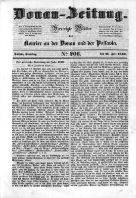 Donau-Zeitung Samstag 28. Juli 1849