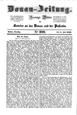 Donau-Zeitung Dienstag 31. Juli 1849