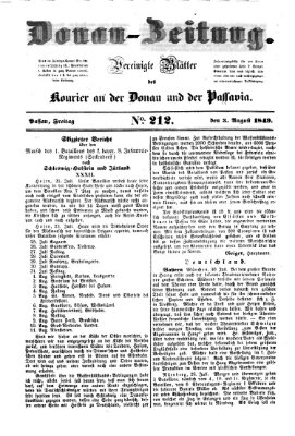 Donau-Zeitung Freitag 3. August 1849