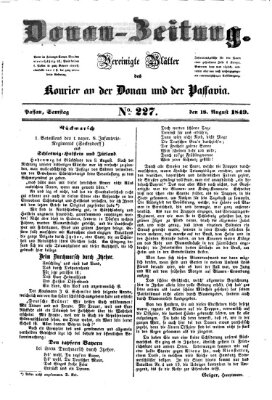 Donau-Zeitung Samstag 18. August 1849