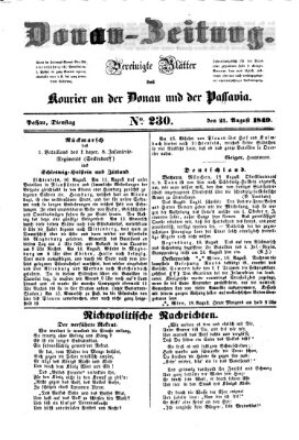 Donau-Zeitung Dienstag 21. August 1849