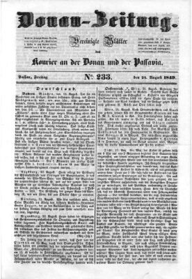 Donau-Zeitung Freitag 24. August 1849