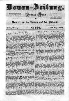 Donau-Zeitung Montag 27. August 1849