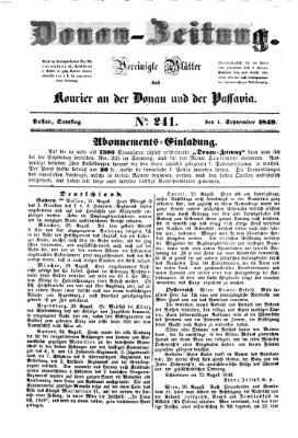 Donau-Zeitung Samstag 1. September 1849