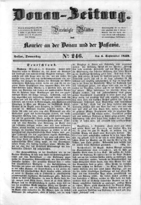 Donau-Zeitung Donnerstag 6. September 1849