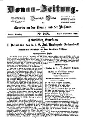 Donau-Zeitung Samstag 8. September 1849